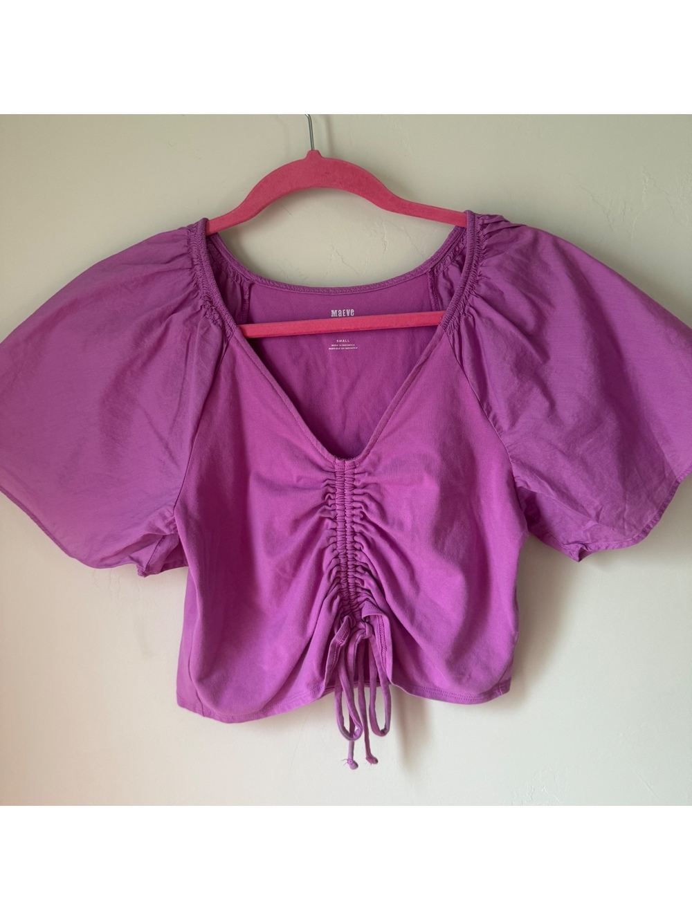 Maeve by Anthropologie Ruched Purple Blouse | S